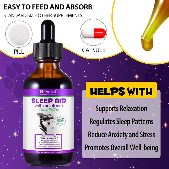 Melatonin for Dogs , Calming Supplement Drops, Natural Sleep Aid ,60ML