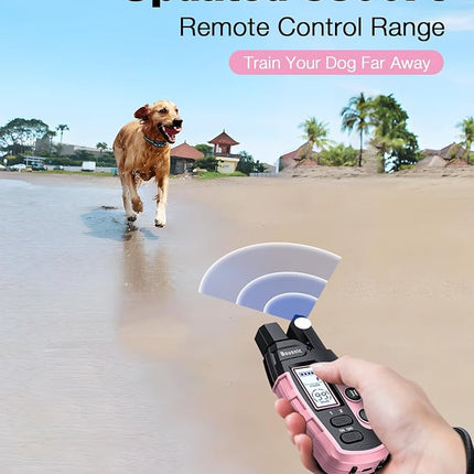 Bousnic Dog Shock Collar - 3300Ft Dog Training Collar with Remote for 5-120lbs (LightPink)