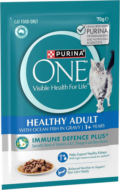 PURINA ONE Adult Wet Cat Food Oceanfish in Gravy Pouch 36x70g