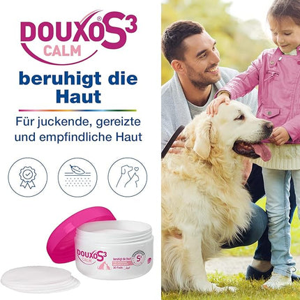 DOUXO S3 Calm Pads, Dog Itchy Skin Relief, Dry Skin Dog Solution, Pet Wipes for Cats,30 Pads