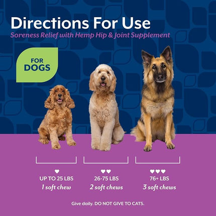 NaturVet Aches & Discomfort Plus Hemp Supplement for Dogs - 60 Soft Chews