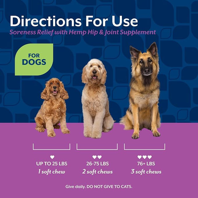NaturVet Aches & Discomfort Plus Hemp Supplement for Dogs - 60 Soft Chews