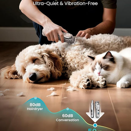 oneisall Dog Clippers for Grooming Thick/Heavy Coats, 4-in-1 Dog Grooming Kit