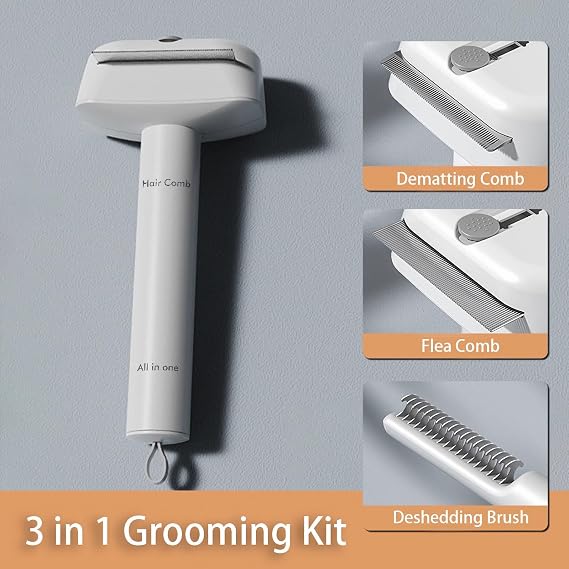 Double-Sided Undercoat Rake for Shedding, Dematting Comb for Cats, Deshedding Dog Brush