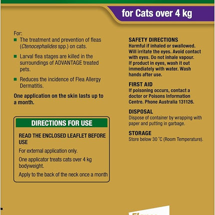 Advantage Fleas for Cats Over 4kg - 6 Pack