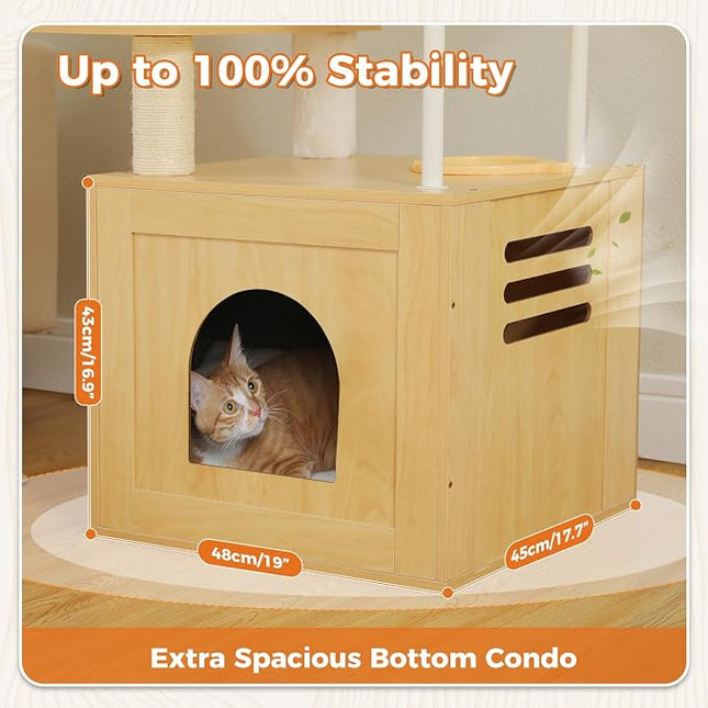 Wood Cat Tower Feed Station Large Condos Hammock Big Cats