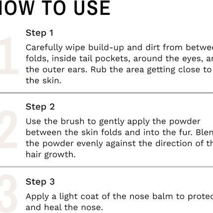 Eye Envy Bulldog Wrinkle Cleaner & Nose Care Kit. Bulldog Wrinkle Wipes, Tear Stain Powder, Applicator Brush & Dog Nose Balm. Cleans Skin Folds. Removes Stains. Helps Cracked Noses. Made in USA