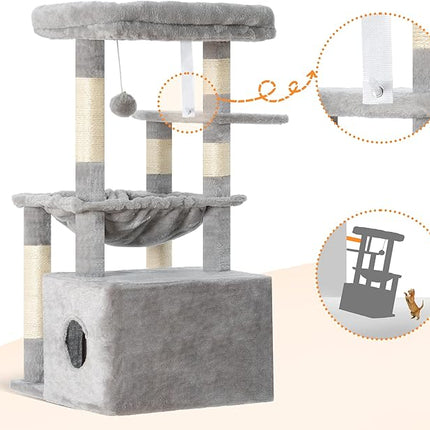 Heybly HCT008SW Cat Scratching Post with Extra Large Soft Cat Basket, Cat Scratching Post , Light Grey