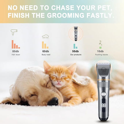 Cat Clippers,Pet Hair Trimmer Quiet Cat Clippers Grooming Kit with Comb 5 Speed Cat Shavers for Matted Long Hair