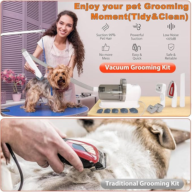 Dog Grooming Kit with Vacuum, All-in-One Pet Grooming Vacuum for Dogs and Cats, Low Noise