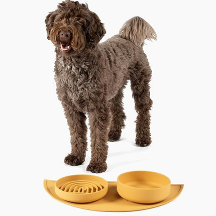 Slow Feeder Dog Bowl: The Slowdown Bowl is A Modern, Silicone Puzzle Bowl & Lick Mat
