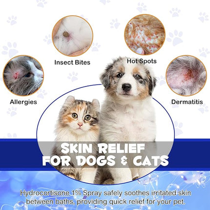 Pet Hydrocortisone Spray for Dogs & Cats 120ml, Natural Soothes Hot Spots, Rashes & Skin Irritations, Reduces Topical Inflammation, Allergy Relief