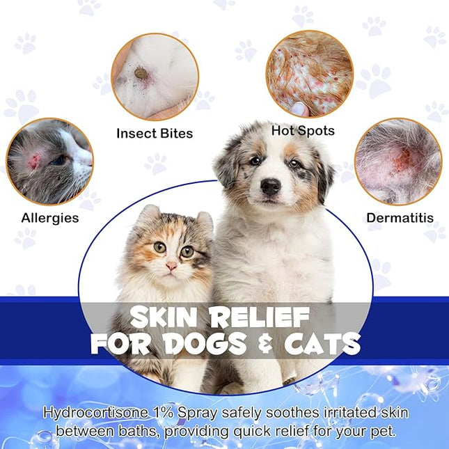Pet Hydrocortisone Spray for Dogs & Cats 120ml, Natural Soothes Hot Spots, Rashes & Skin Irritations, Reduces Topical Inflammation, Allergy Relief