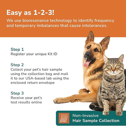 Pet Sensitivity Test Kit - Tests 1000+ Food & Environmental Intolerances - At-Home Hair Sample - Results in 48 Hours - Cats & Dogs
