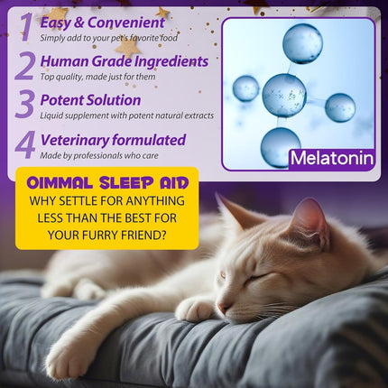 Melatonin Calming Drops for Cats & Kittens – Sleep Aid & Anxiety Relief Liquid,60ML