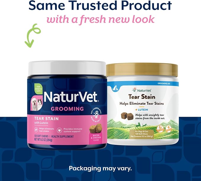 NaturVet Lutein Tear Stain Supplements for Dogs & Cats - 120 Ct