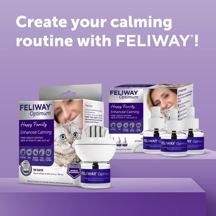FELIWAY Optimum Cat Calming Diffuser Kit and 1 Pack Refill – Advanced Support to Help Reduce Urine Spraying, Scratching, Fighting and Hiding Due to Stress – All in One Cat Pheromone Plug in Diffuser