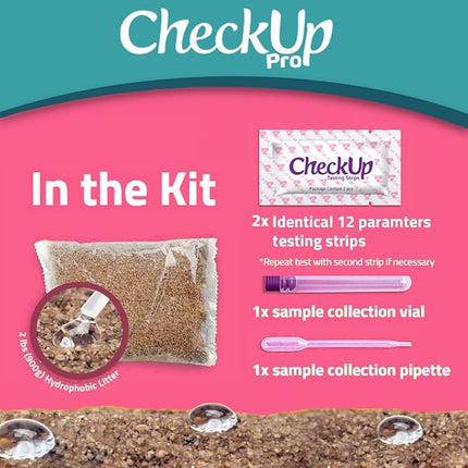 KIT4CAT CheckUp Pro at Home Cat Wellness Test for | Hydrophobic Litter to Collect Urine & 2, 10 Indicators Strips | pH, Protein, Urobilinogen, Glucose, Bilirubin, Ketone, S-Gravity, Blood in Urine