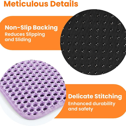 Cat Litter Tray Mat, 60 x 45 cm Double Layer Cat Litter Tray Underlay, Waterproof, Purple