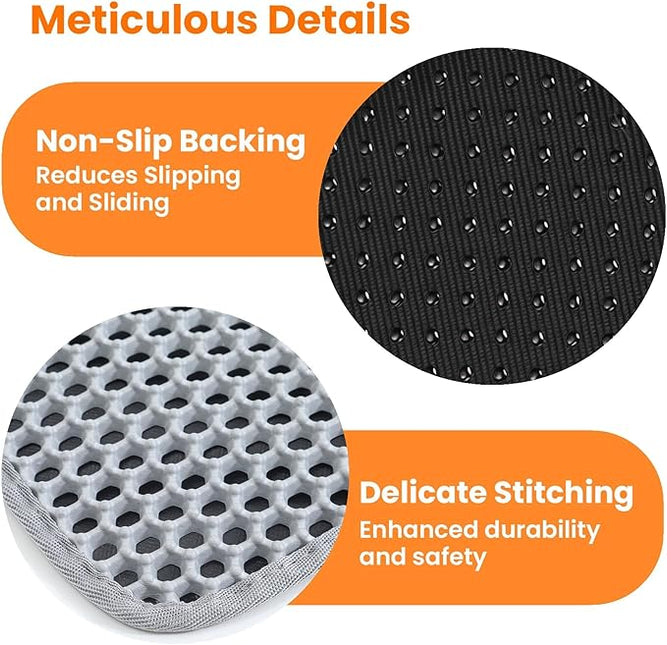 Cat Litter Mat Cat Litter Trapping Mat, Honeycomb Double Layer Design, Urine and Water Proof Material, Scatter Control, (Grey, 120 * 70 cm)