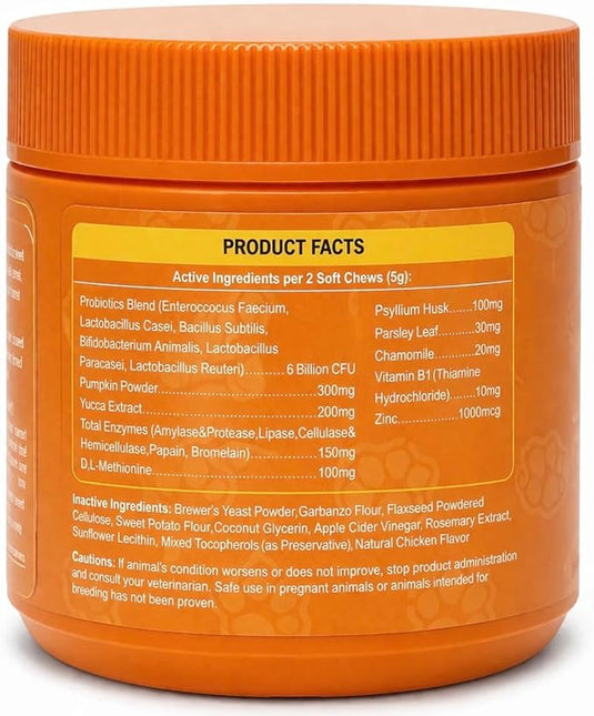 WellPet No Poo Support Chews for Dogs and Cats, Stool Eating Deterrent, with Probiotics and Digestive Enzymes, Chicken Flavour, 250g,100ct