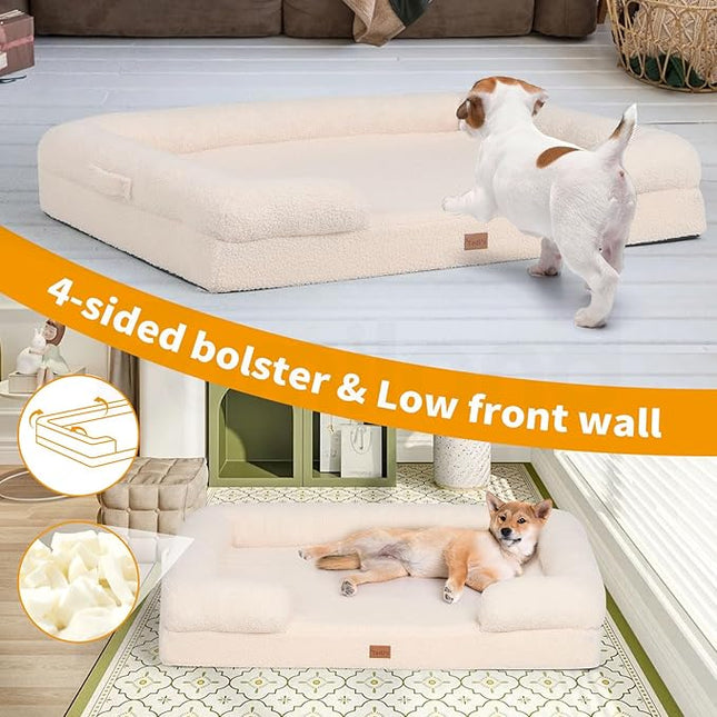 Tedi’s Orthopedic Dog Calming Bed for Medium Dogs,Memory Foam Cat Beds with Pillow & Portable Handle