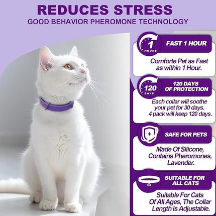 Cat Pheromone Calming Collar, 6-Pack Calming Collar for Cats – Adjustable 15″, 60-Day