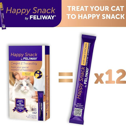 FELIWAY Classic 3 x 30 Day Cat Calming Refills for Pheromone Diffuser & Happy Snack Delicious Calming cat Treats (12-ct Chicken Flavor)