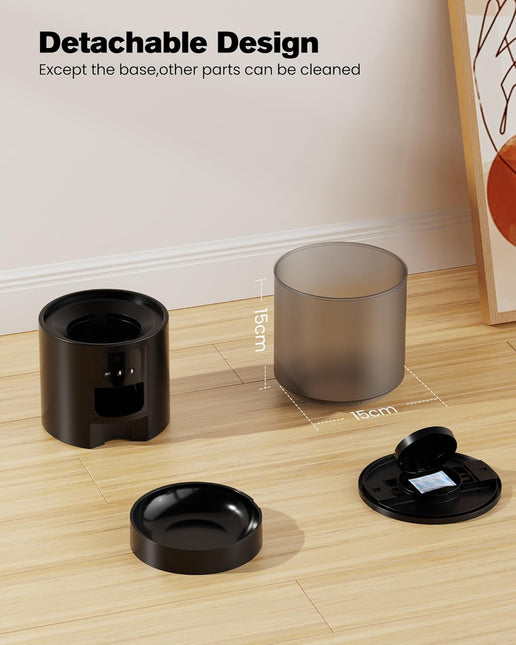 Automatic Cat Feeder, WiFi: Cat Feeder with Customised Schedule, 4 L, Black