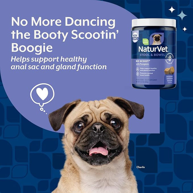 NaturVet No Scoot Stool and Bowel Supplement for Dogs - 120 Soft Chews
