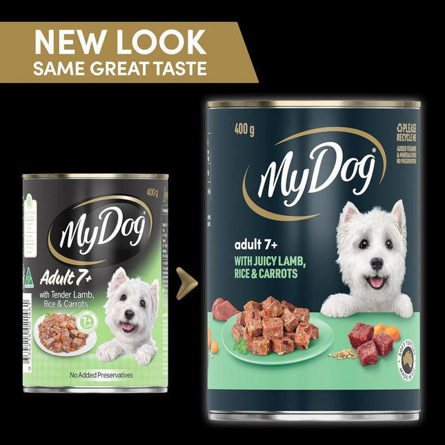 MY DOG Adult 7+ Wet Dog Food Tender Lamb with Rice & Carrots 400g Can, 24 Pack