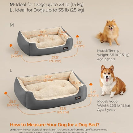 Feandrea Dog Bed, Cosy Dog Sofa Bed with Removable Reversible Cushion, Washable, Raised Edges, Non-Slip Bottom, L