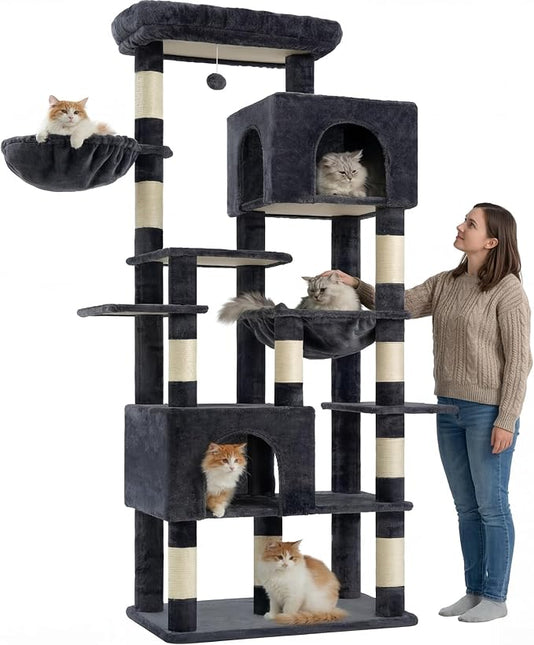 Heybly Cat Tree, 76-Inch Tall Heavy Duty Cat Tower for Big Cats HCT039G
