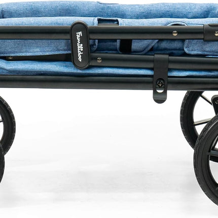 Familidoo Q1 2.0 Multi-Use Wagon Stroller – Ultra Lightweight Folding Wagon for Kids & Pets - All-Terrain Wheels, Includes Canopy, Mosquito Net & Rain Cover (Denim Blue)