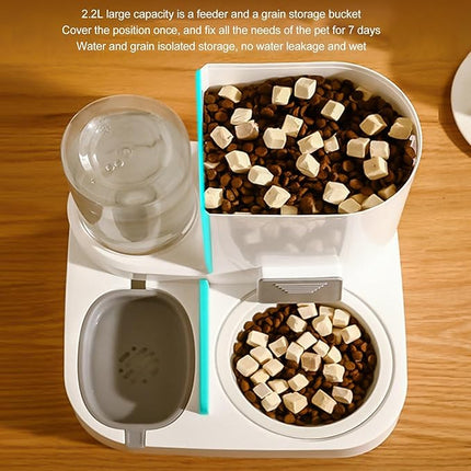 Bewinner Automatic Cat Feeder 2-in-1 One Piece - 1 L Water Bowl and 2.2 L  (Grey)