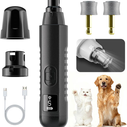 2026 Upgraded 5-Speed Dog Nail Grinder, Silent Groom Pro Pet Nail Grinder with Led Light