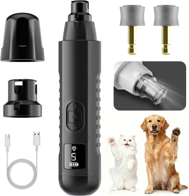 2026 Upgraded 5-Speed Dog Nail Grinder, Silent Groom Pro Pet Nail Grinder with Led Light
