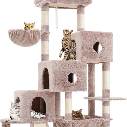 Hey-brother Cat Tree Tower with 3 Condos, Step Climbing Pathway MPJ081MU