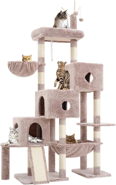 Hey-brother Cat Tree Tower with 3 Condos, Step Climbing Pathway MPJ081MU