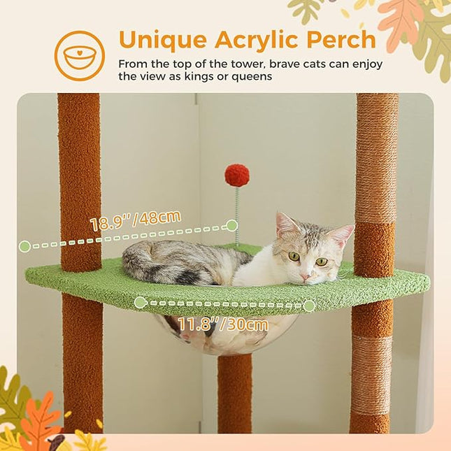 PAWZ Road Large Cat Tree Floor to Ceiling Cat Tower with a Cozy Condo, 6-Tier Cat Climbing Activity Center