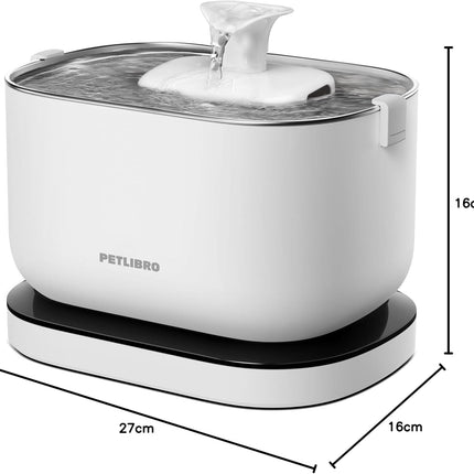 PETLIBRO Cat Water Fountain, Cordless with Stainless Steel Tray, 2.5L White | Dockstream Wireless Water Fountain, Motion Sensor, Rechargeable Battery, Quiet Pump, Easy Clean, Up to 30-Day Battery Life