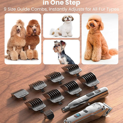 oneisall Dog Clippers for Grooming Thick/Heavy Coats, 4-in-1 Dog Grooming Kit