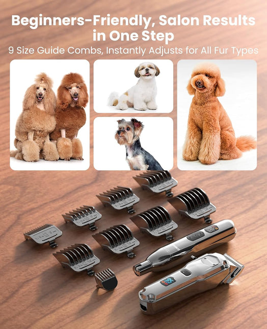 oneisall Dog Clippers for Grooming Thick/Heavy Coats, 4-in-1 Dog Grooming Kit
