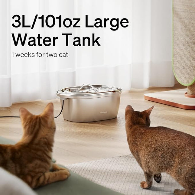 PETLIBRO Stainless Steel Cat Water Fountain, 3L Pet Water Fountain for Cats & Dogs