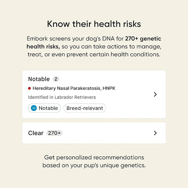 Embark Breed & Health Dog DNA Test - 400+ Breeds, 270+ Health Conditions, Allergy Risk Score, Relatives, and More (Pack of 2)
