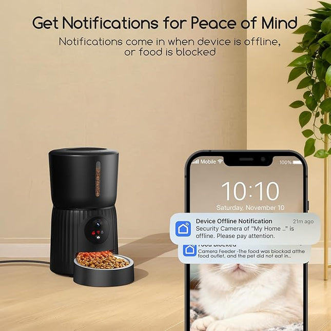 Faroro Automatic Cat Food Dispenser, HD 1080P Camera with Night Vision