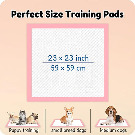 MoMoCo Pink Puppy Pads 23" x 23", 6-Layer Super Absorbent Dog Pee Pads, Leak-Proof Training Pads for Hardwood Floors & Apartments, Flash-Dry Disposable Potty Pads for Puppies & Senior Dogs, 100 Count