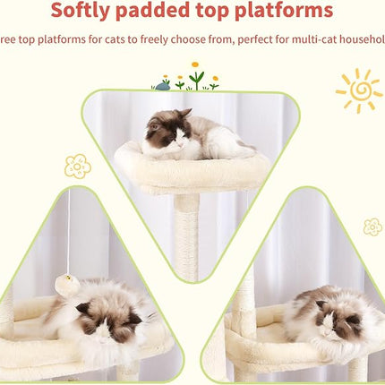 Hey-brother Cat Tree Tower with Stable Extended Base, 3 Platforms, MPJ038M