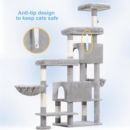 Hey-brother Cat Tree Tower with Stable Extended Base, 3 Platforms, MPJ038W