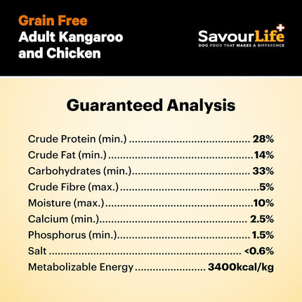 SavourLife Grain Free, Dog Food, Kangaroo & Chicken - High Protein, 2.5kg
